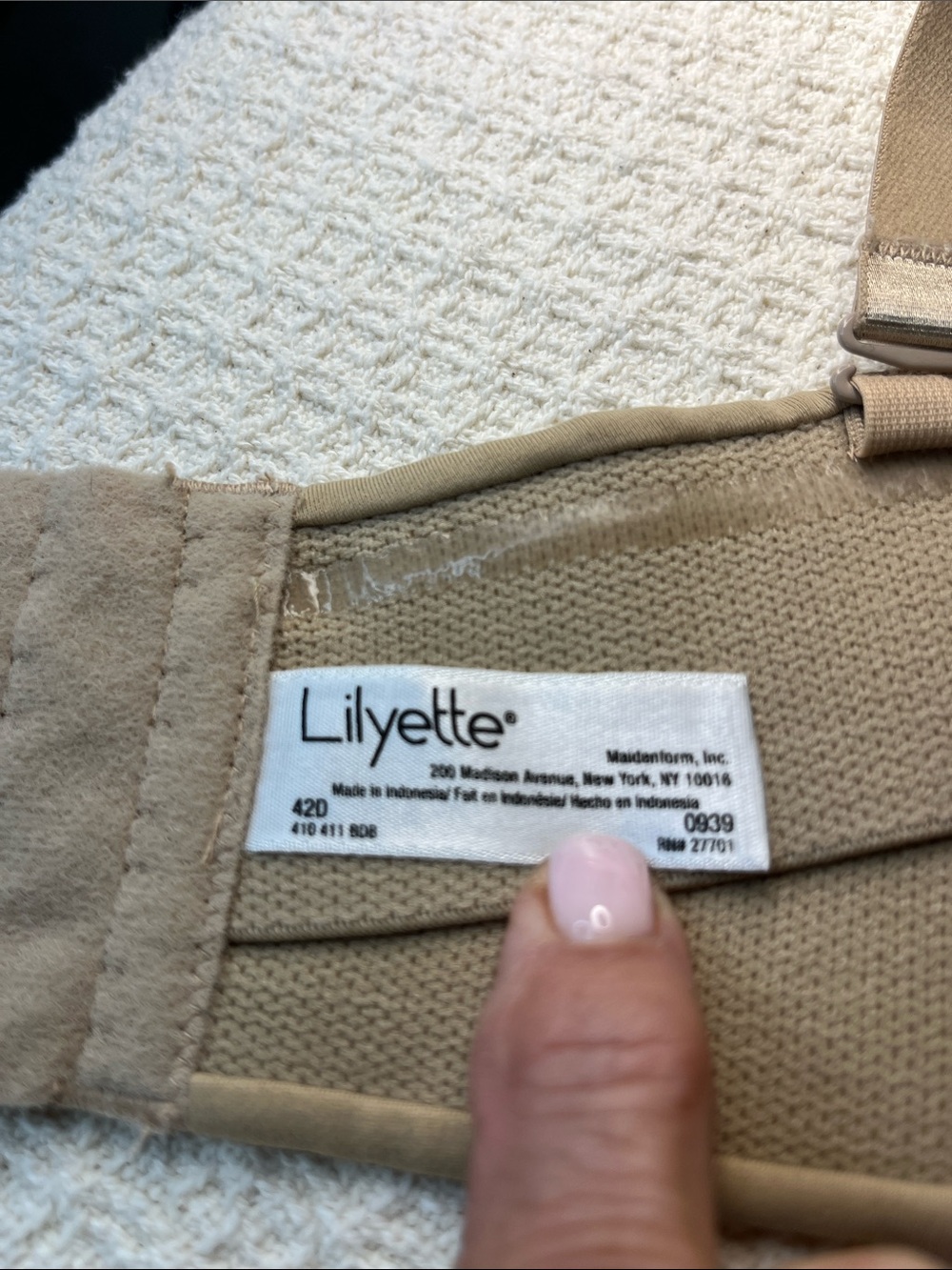 Lilyette underwire, minimizer 0939 beige bra, with straps or strapless, 42-D - Picture 3 of 9